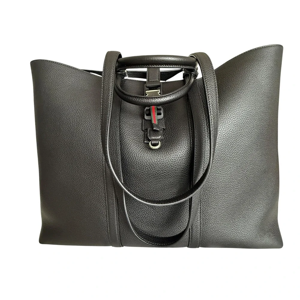 Gucci 816753 Black Leather Maxi Tote Bag web detail‎ NWT